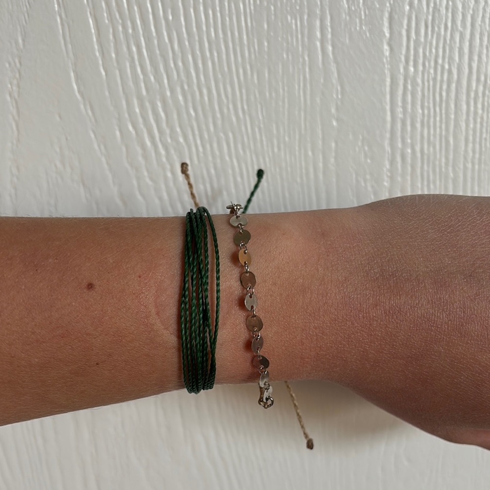 Elegant Green and Silver Bracelet Set